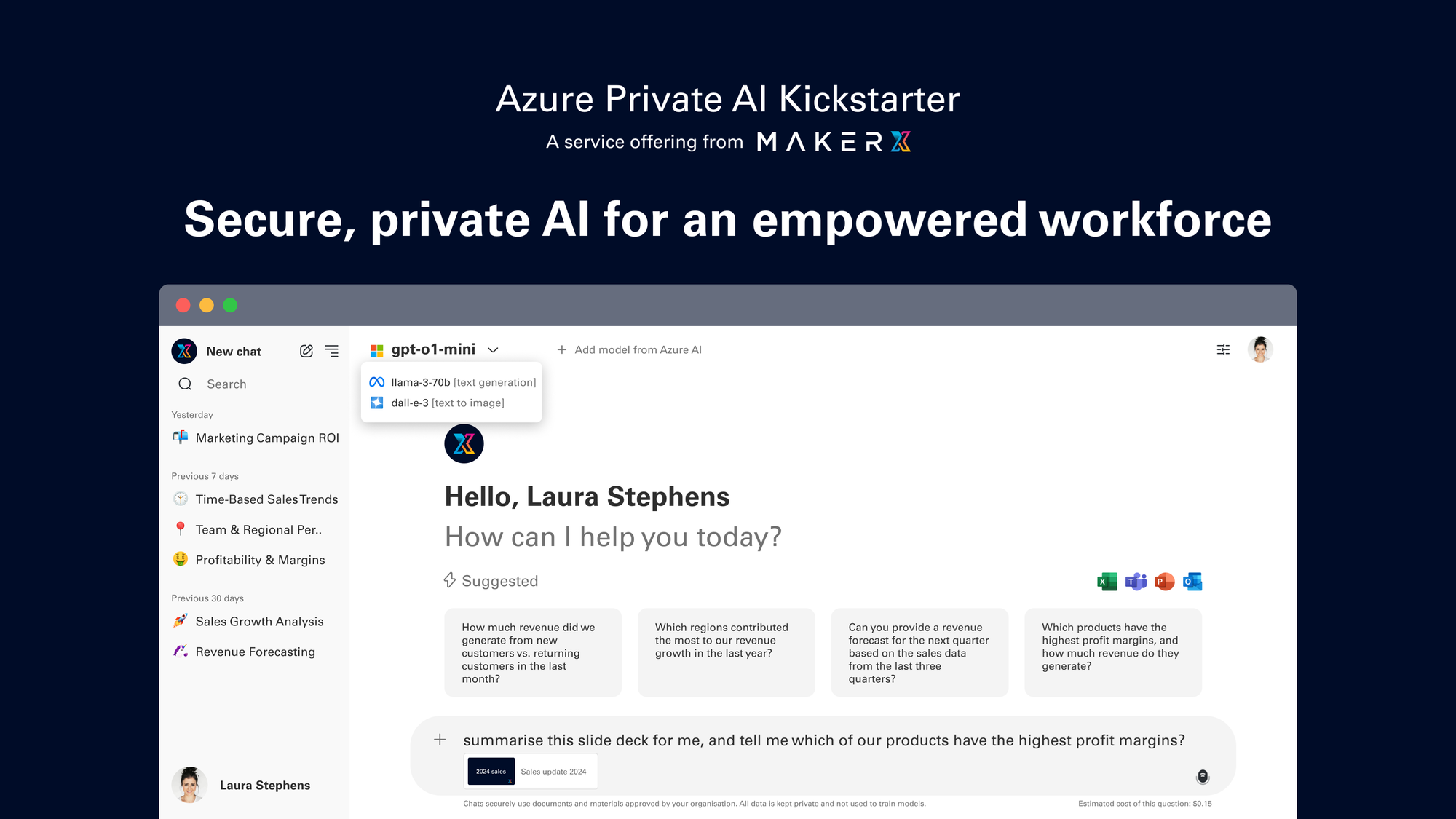 Azure Private AI Kickstarter, a service offering from MakerX